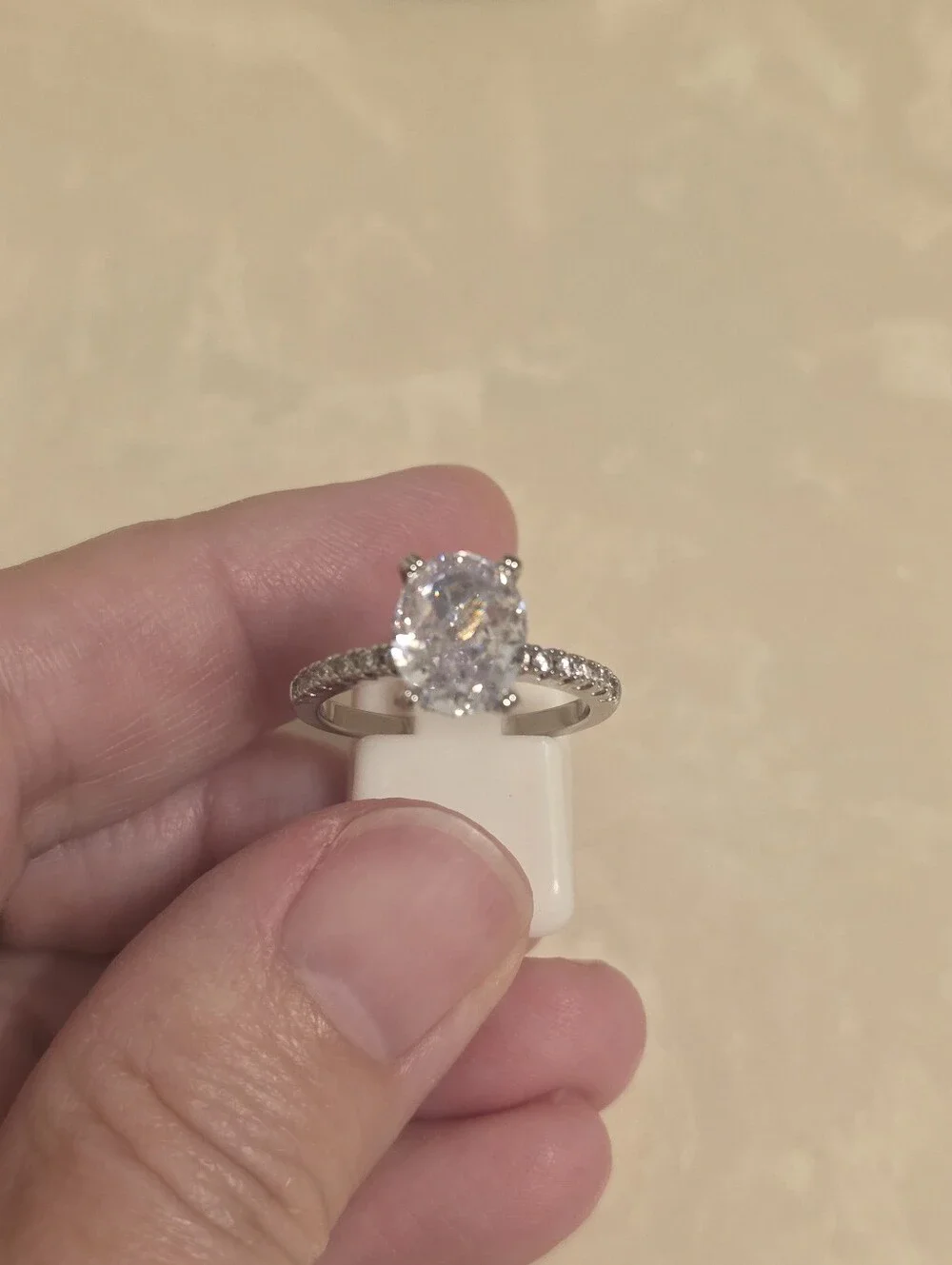 Silver and CZ Oval Cut Ring Size 8